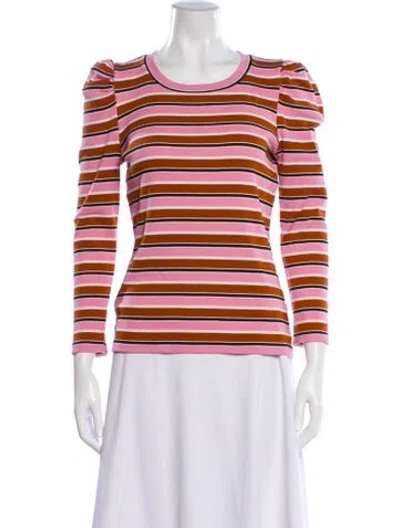 Pre-owned Veronica Beard Striped Crew Neck Top In Pink