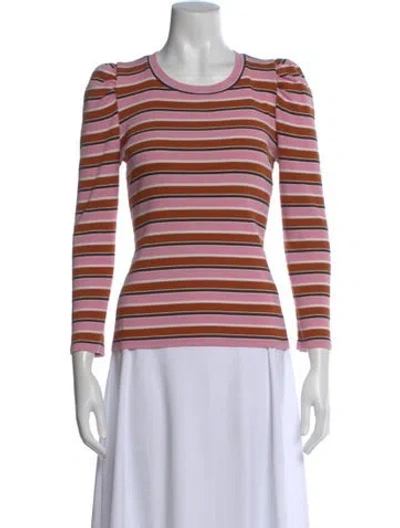 Pre-owned Veronica Beard Striped Crew Neck Top In Pink