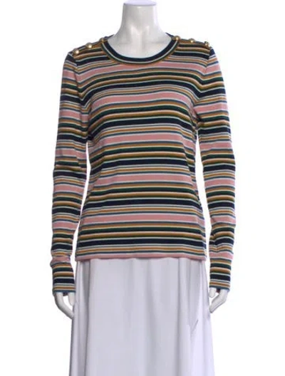 Pre-owned Veronica Beard Striped Crew Neck Top In Pink