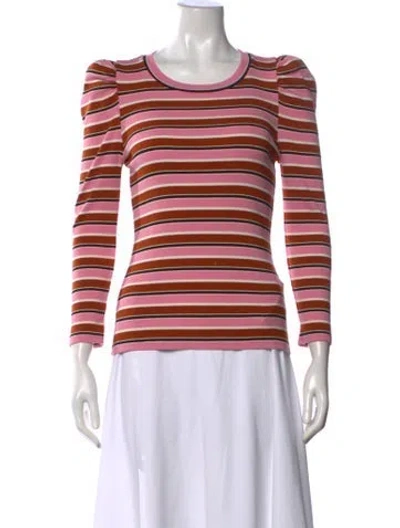 Pre-owned Veronica Beard Striped Crew Neck Top In Pink