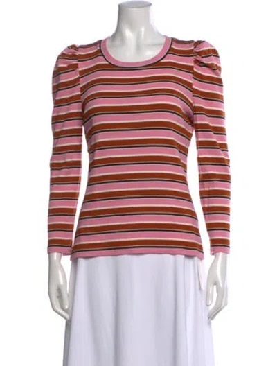 Pre-owned Veronica Beard Striped Crew Neck Top In Pink