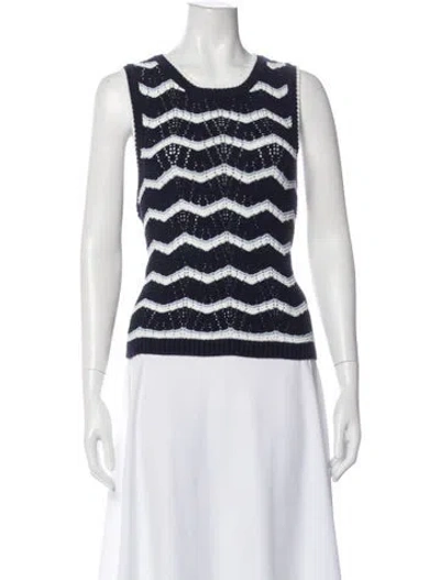 Pre-owned Veronica Beard Striped Crew Neck Top W/ Tags In Blue