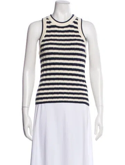 Pre-owned Veronica Beard Striped Crew Neck Top W/ Tags In White