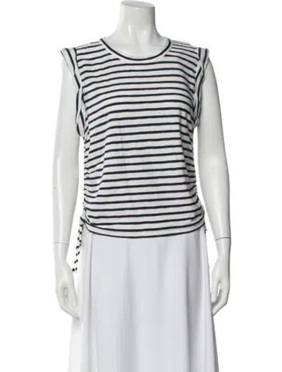 Pre-owned Veronica Beard Striped Crew Neck Top W/ Tags In White