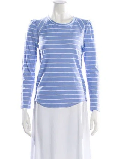 Pre-owned Veronica Beard Striped Crew Neck Top In White