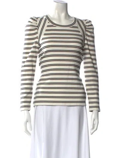 Pre-owned Veronica Beard Striped Crew Neck Top In White