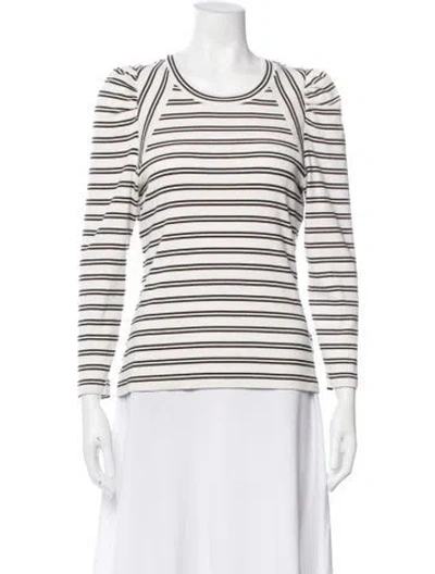 Pre-owned Veronica Beard Striped Crew Neck Top In White