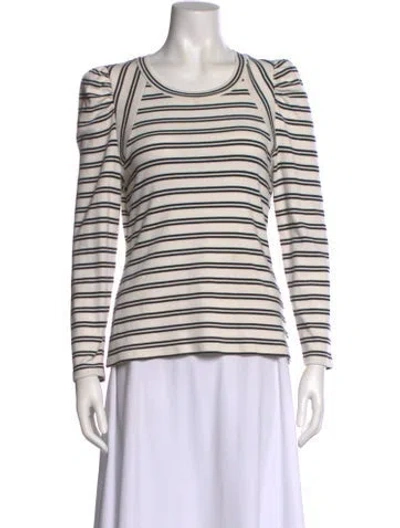 Pre-owned Veronica Beard Striped Crew Neck Top In White