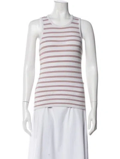 Pre-owned Veronica Beard Striped Crew Neck Top In White