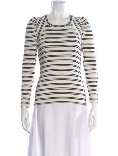 Pre-owned Veronica Beard Striped Crew Neck Top In White
