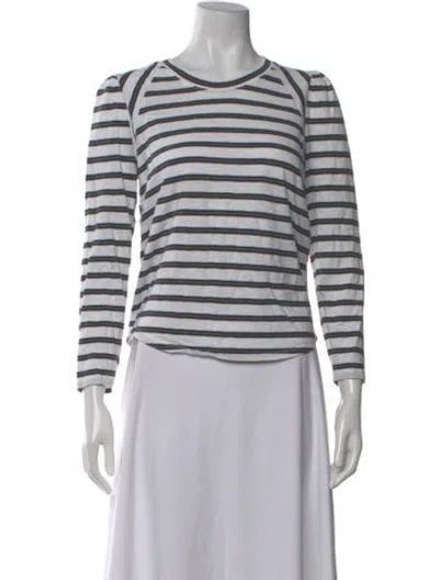 Pre-owned Veronica Beard Striped Crew Neck Top In White