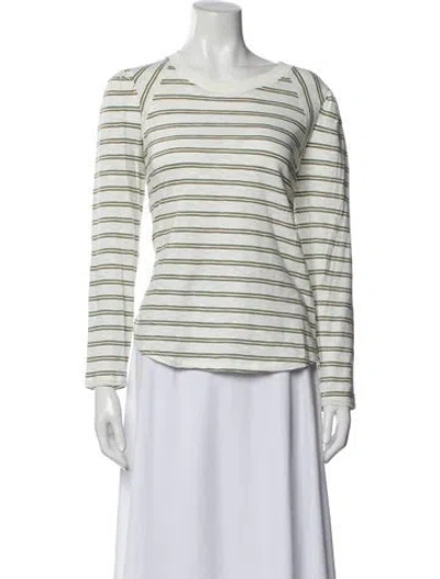 Pre-owned Veronica Beard Striped Crew Neck Top In White