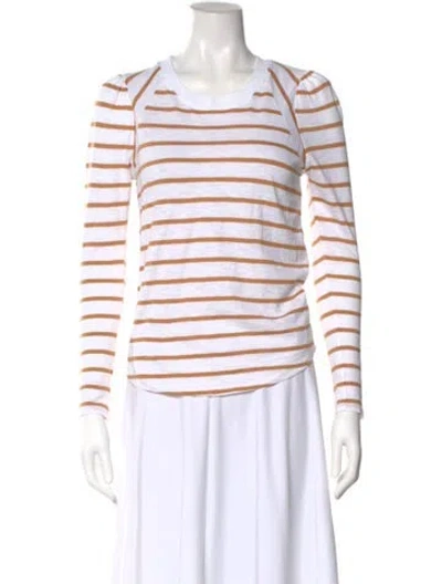 Pre-owned Veronica Beard Striped Crew Neck Top In White