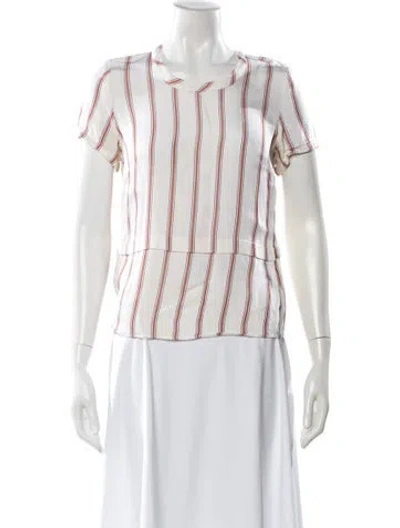 Pre-owned Veronica Beard Striped Crew Neck Top In White
