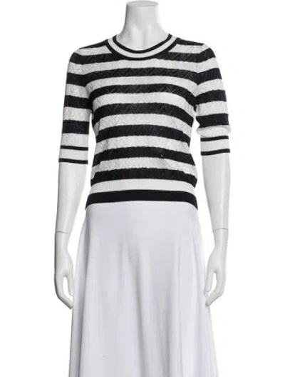 Pre-owned Veronica Beard Striped Crew Neck Top In White