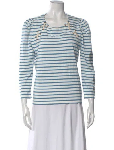 Pre-owned Veronica Beard Striped Crew Neck Top In White