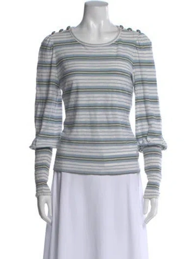 Pre-owned Veronica Beard Striped Crew Neck Top In White