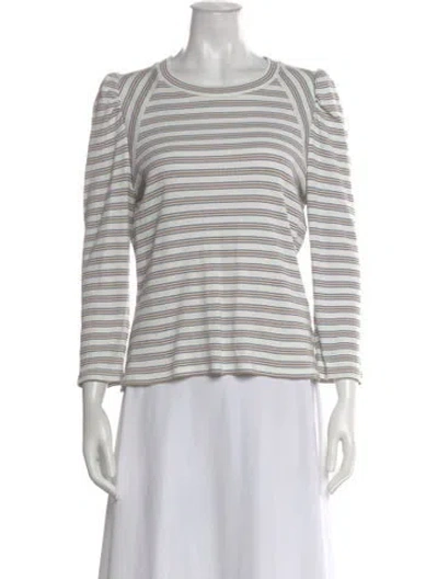 Pre-owned Veronica Beard Striped Crew Neck Top In White