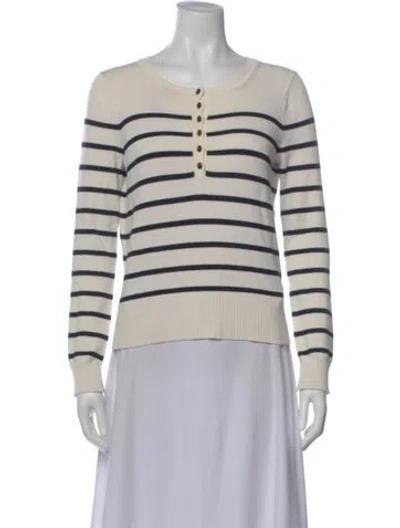 Pre-owned Veronica Beard Striped Crew Neck Top In White