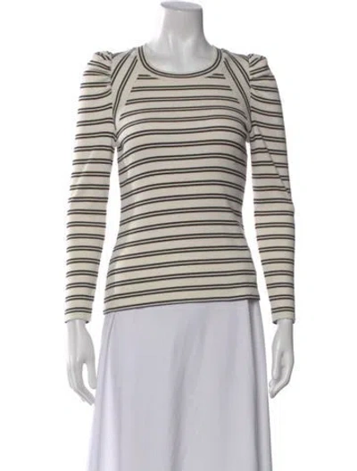 Pre-owned Veronica Beard Striped Crew Neck Top In White