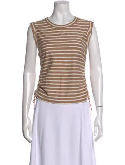 Pre-owned Veronica Beard Striped Crew Neck Top In White
