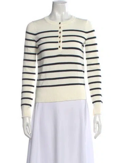 Pre-owned Veronica Beard Striped Crew Neck Top In White