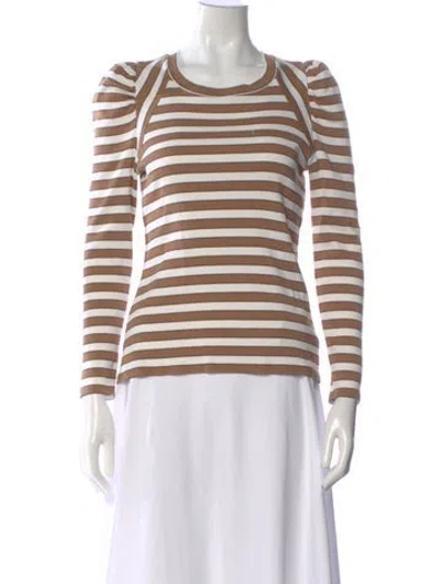 Pre-owned Veronica Beard Striped Crew Neck Top In White