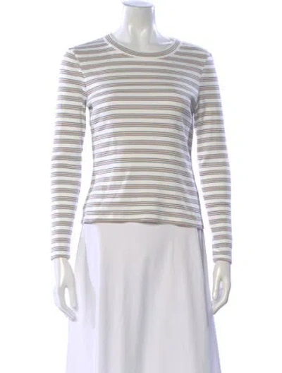 Pre-owned Veronica Beard Striped Crew Neck Top In White