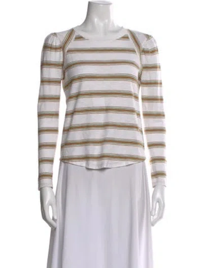 Pre-owned Veronica Beard Striped Crew Neck Top In White