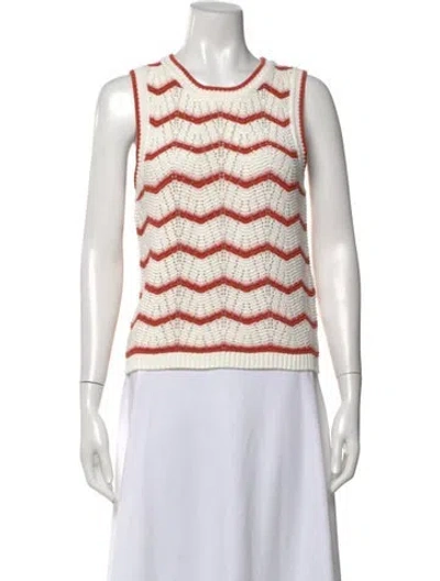 Pre-owned Veronica Beard Striped Crew Neck Top In White