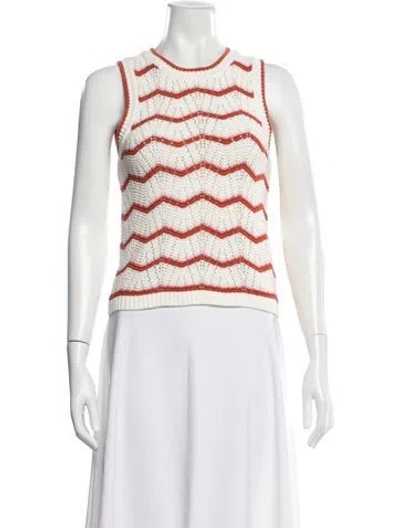 Pre-owned Veronica Beard Striped Crew Neck Top In White