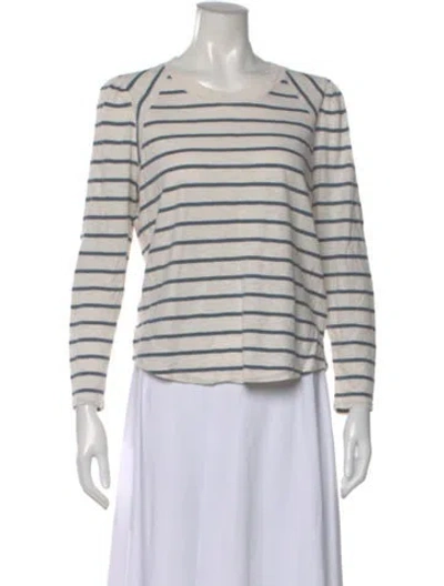 Pre-owned Veronica Beard Striped Crew Neck Top In White