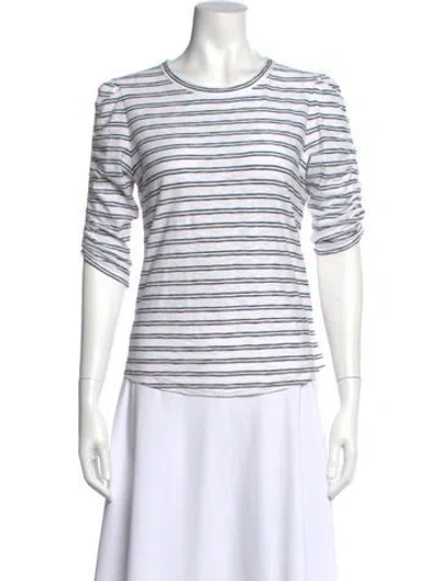 Pre-owned Veronica Beard Striped Crew Neck Top In White