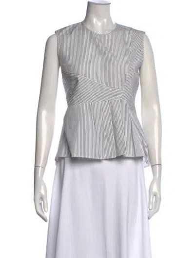 Pre-owned Veronica Beard Striped Crew Neck Top In White