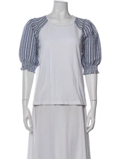 Pre-owned Veronica Beard Striped Crew Neck Top In White