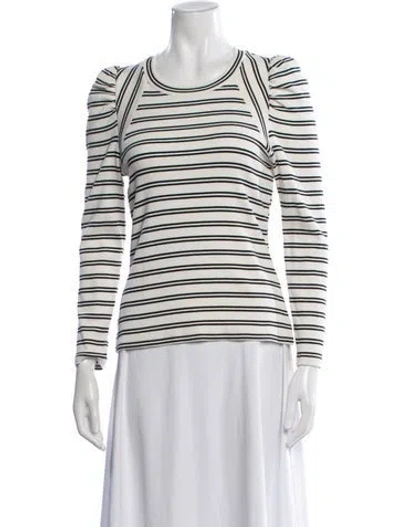 Pre-owned Veronica Beard Striped Crew Neck Top In White