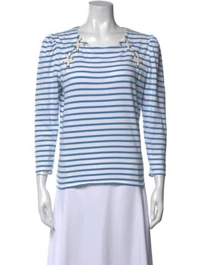 Pre-owned Veronica Beard Striped Crew Neck Top In White