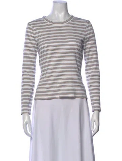 Pre-owned Veronica Beard Striped Crew Neck Top In White