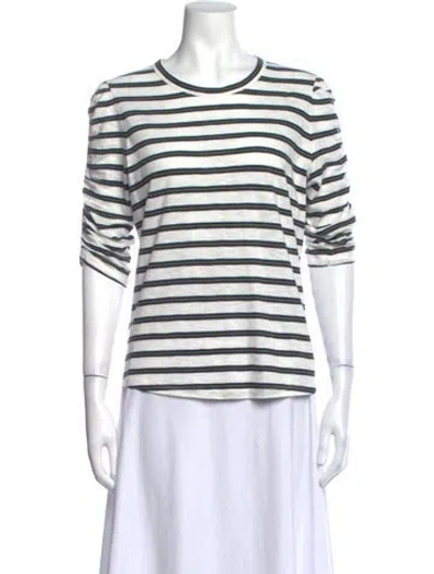 Pre-owned Veronica Beard Striped Crew Neck Top In White