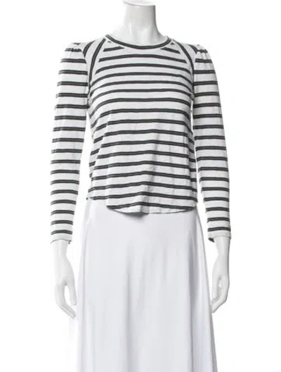 Pre-owned Veronica Beard Striped Crew Neck Top In White
