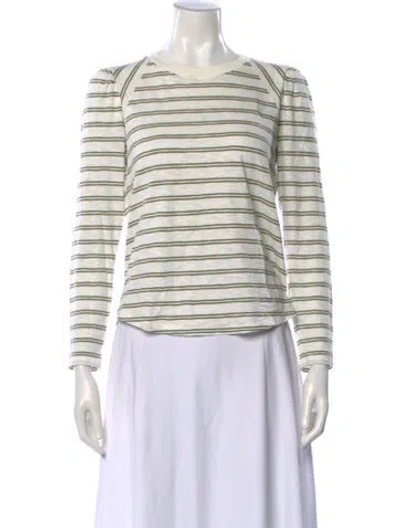 Pre-owned Veronica Beard Striped Crew Neck Top In White