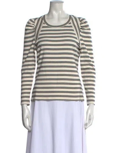 Pre-owned Veronica Beard Striped Crew Neck Top In White