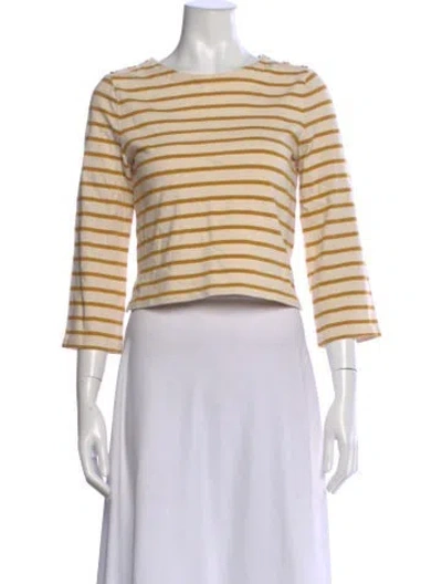 Pre-owned Veronica Beard Striped Crew Neck Top In Yellow