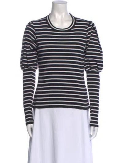 Pre-owned Veronica Beard Striped Crew Neck T-shirt In Black
