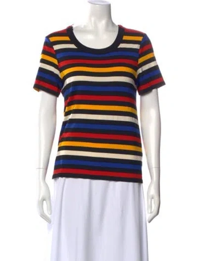 Pre-owned Veronica Beard Striped Crew Neck T-shirt In Black