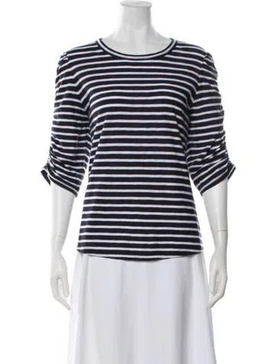 Pre-owned Veronica Beard Striped Crew Neck T-shirt In Black