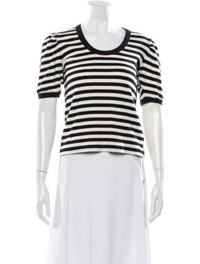 Pre-owned Veronica Beard Striped Crew Neck T-shirt In Black/white
