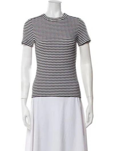 Pre-owned Veronica Beard Striped Crew Neck T-shirt In Black/white