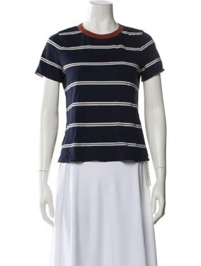Pre-owned Veronica Beard Striped Crew Neck T-shirt In Blue