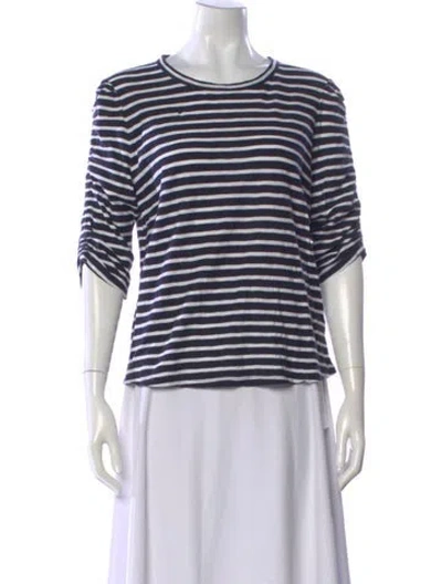 Pre-owned Veronica Beard Striped Crew Neck T-shirt In Blue